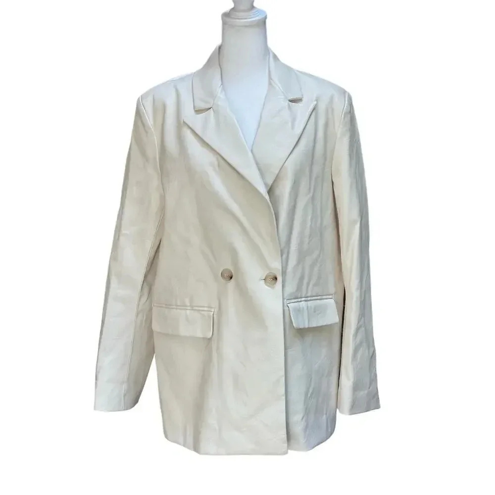 FRNCH Garance Cream Vegan Leather Blazer - Picture 3 of 8